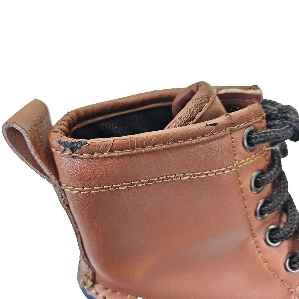 Khombu Kids 12 Montana Duck Boots Brown Blue Insulated ThermoLite Leather Upper